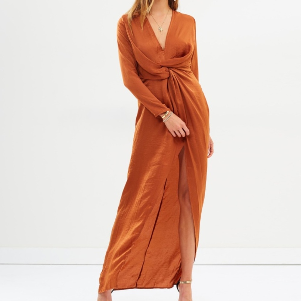 *NEW* Maxi Wrap Long Sleeve Dress - Rust Orange - Picture 2 of 6